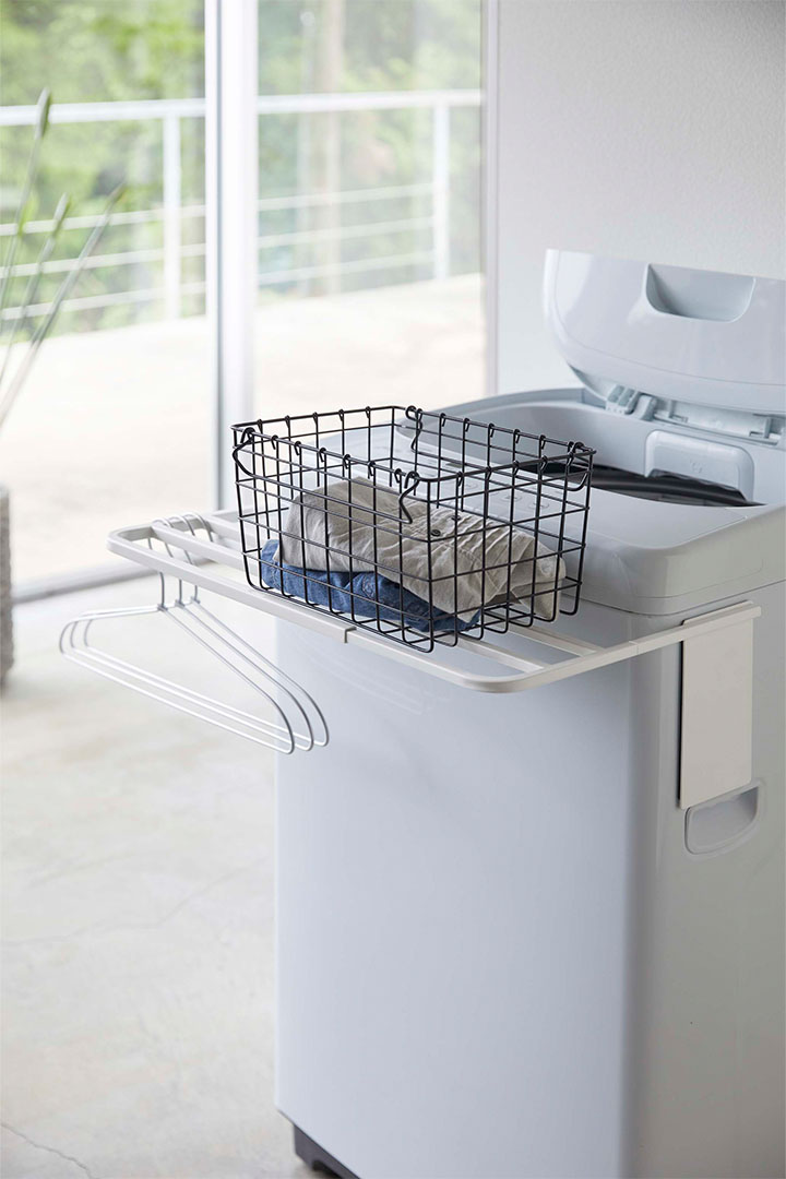 マグネット伸縮洗濯機バスタオルハンガー プレート ホワイト