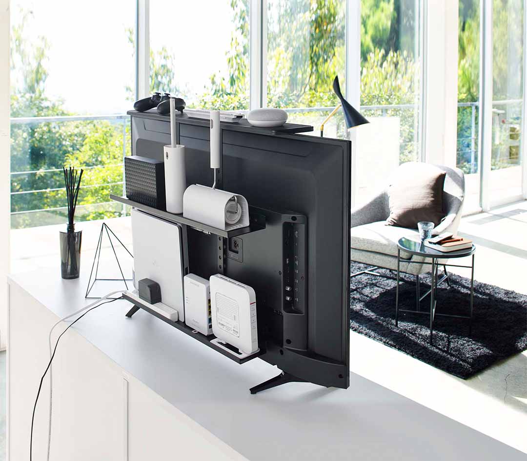 テレビ上＆裏ラック スマート ワイド ブラック