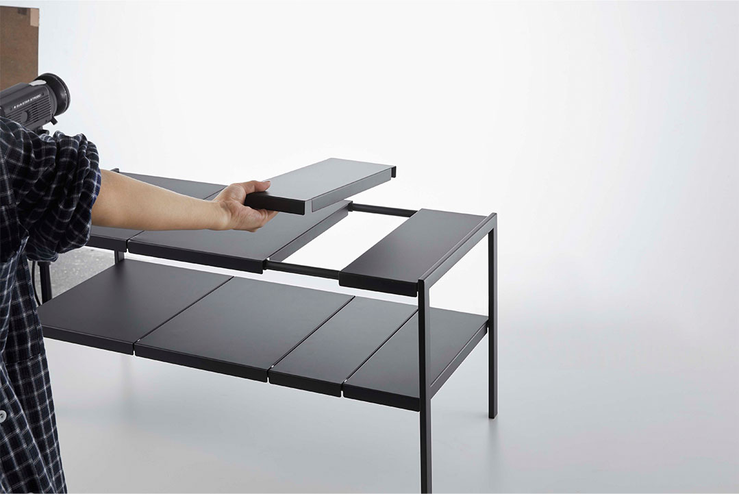 伸縮シンク下ラック 2段 タワー D30 ホワイト