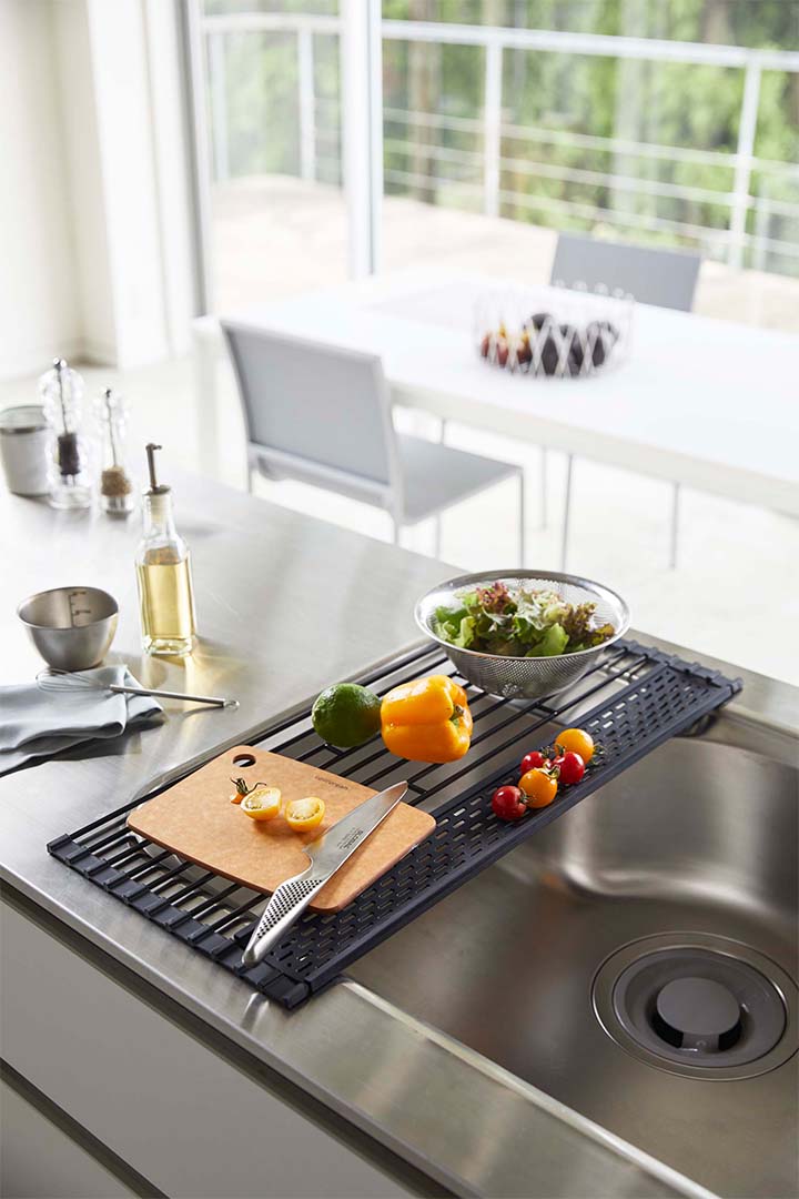 折り畳み水切り タワー シリコーントレー付き S ホワイト