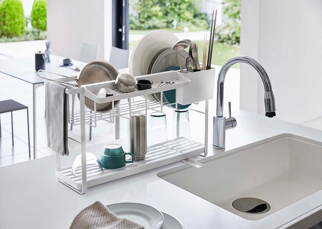 スリムスリーウェイ水切りワイヤーバスケット 2段 タワー ホワイト