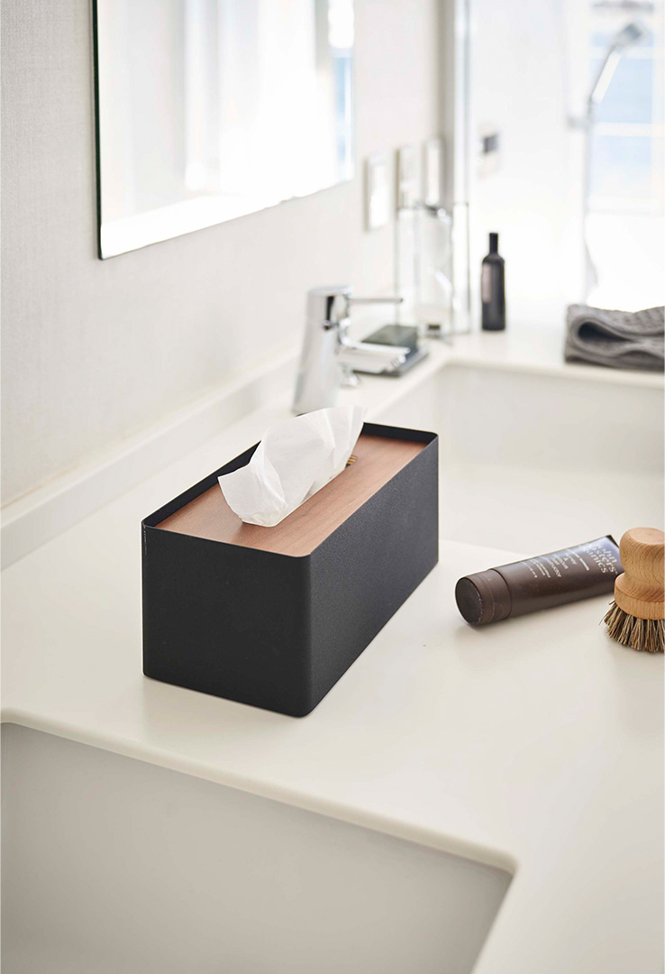 厚型対応蓋付きティッシュケース リン ブラウン