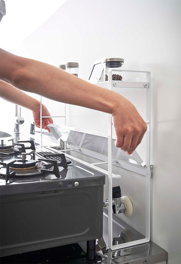 コンロ奥隙間ラック タワー 2段 ブラック