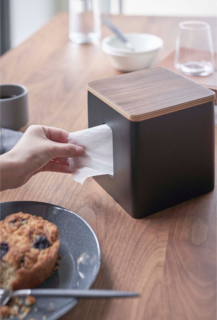 ティッシュ&トイレットペーパーケース リン ブラウン