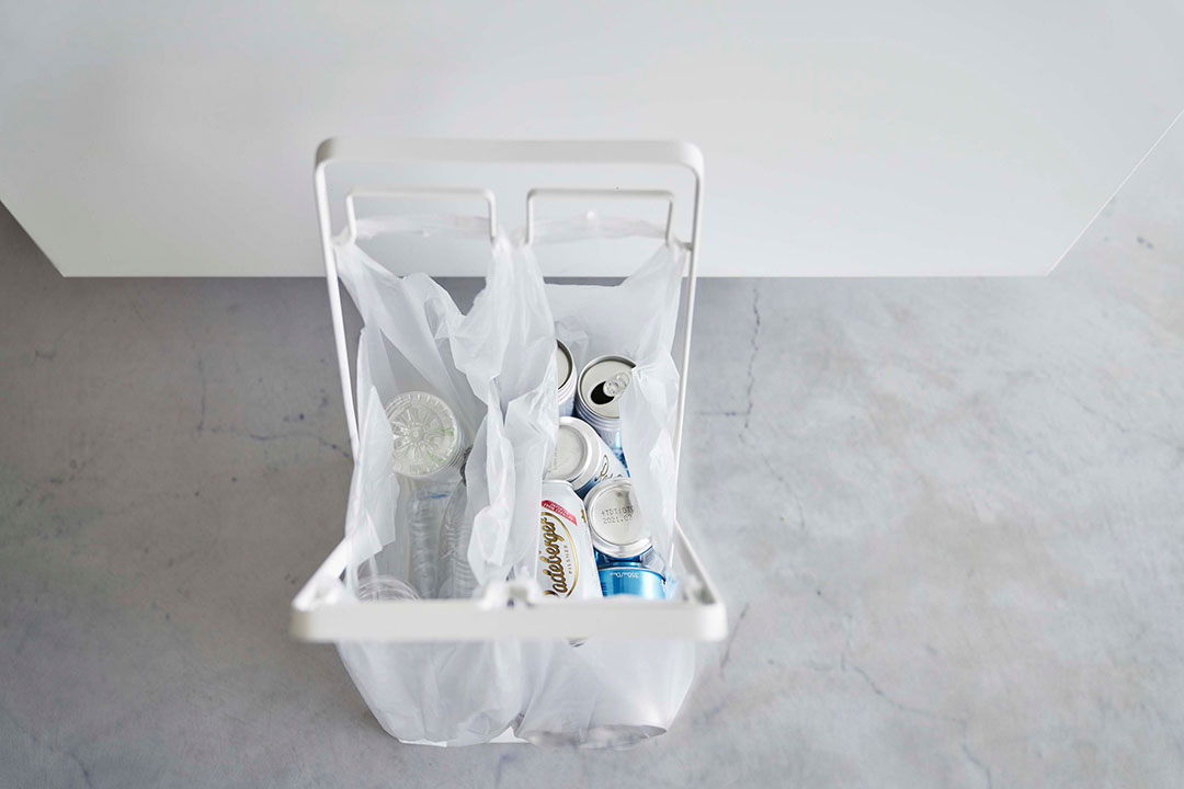 レジ袋2連&30Lゴミ袋スタンド タワー ブラック