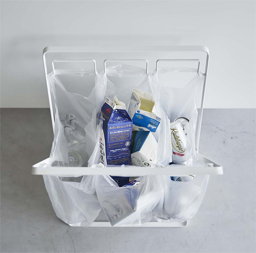 レジ袋3連＆45Lゴミ袋スタンド タワー ホワイト