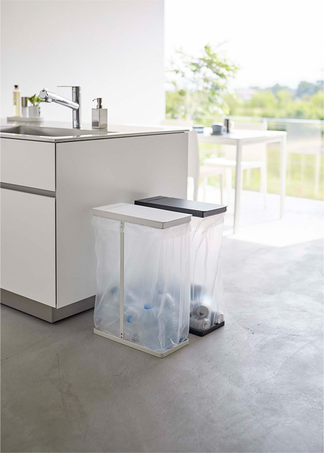 スリム蓋付き分別ゴミ袋ホルダー タワー 45L ホワイト