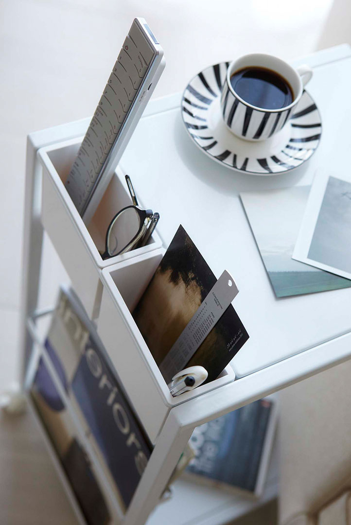 サイドテーブルワゴン タワー ホワイト