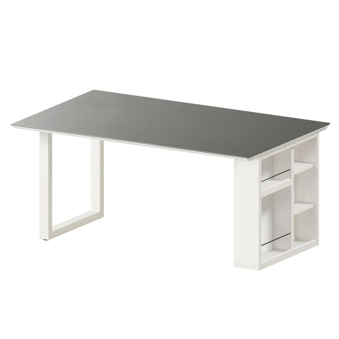 レグル ダイニングテーブル エンドボックスホワイト(W135) Rアイアングレイ