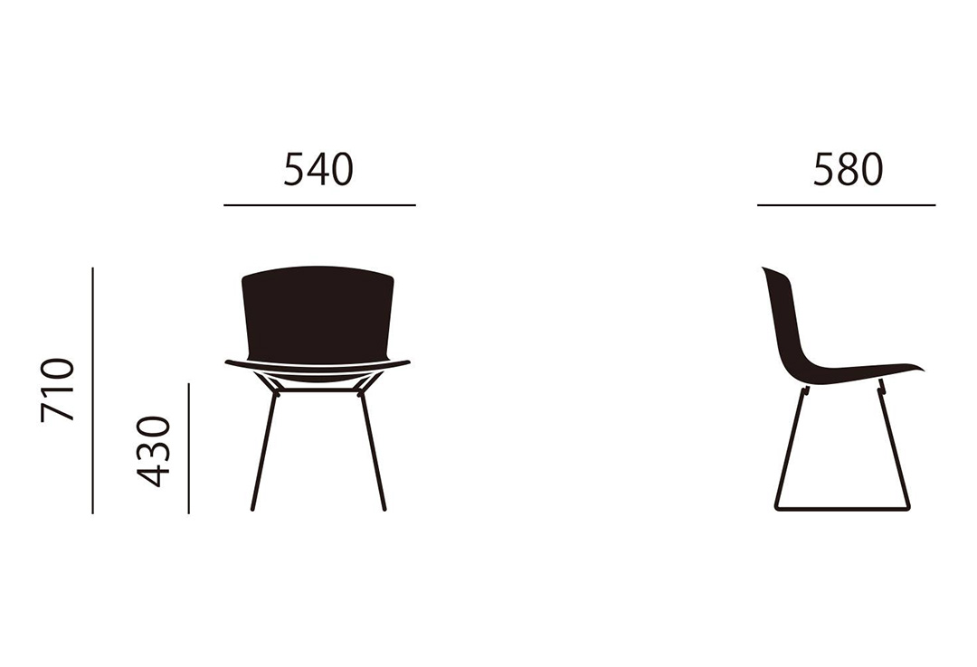 SIDE CHAIR カウハイドシート(脚カラー:ホワイト) ブラック