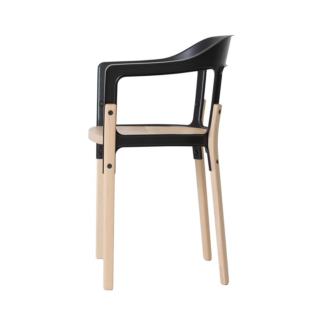 Steelwood chair (脚カラー:ナチュラルビーチ) ナチュラル・ブラック