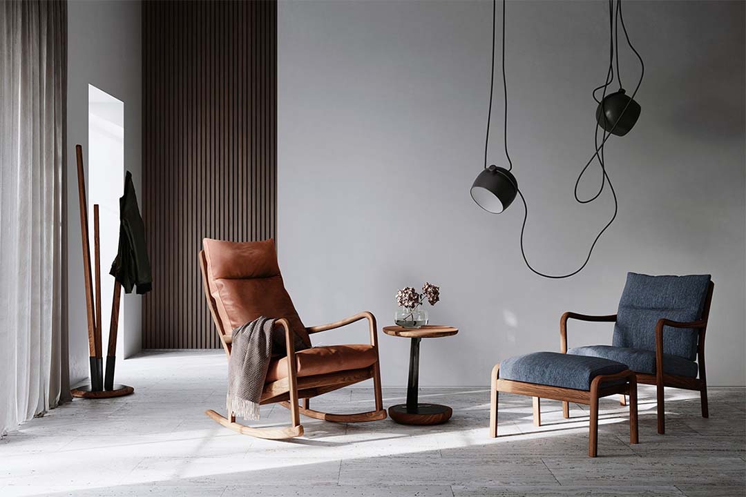 ブループリントハイバックロッキングチェア(脚カラー:ウォールナット) RANK8 PATINA(ブラック)