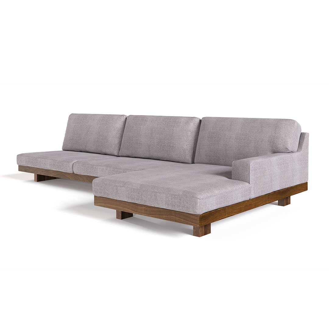 デニッシュソファワンアームカウチ W90 L(脚カラー:ウォールナット) RANK3 FLORUS(シルバー)