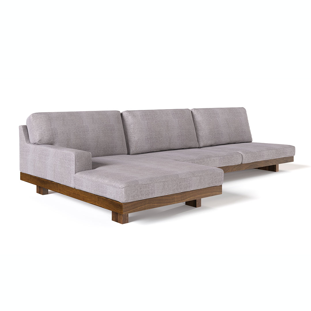 デニッシュソファワンアームカウチ W90 R（脚カラー：ウォールナット） RANK3 FLORUS（シルバー）