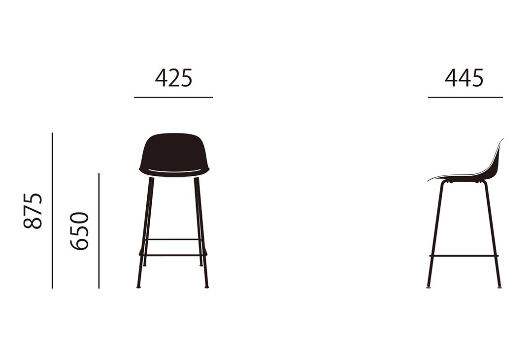 FIBER BAR STOOL BACKREST / TUBE BASE SH75（脚カラー：ブラック） ブラック