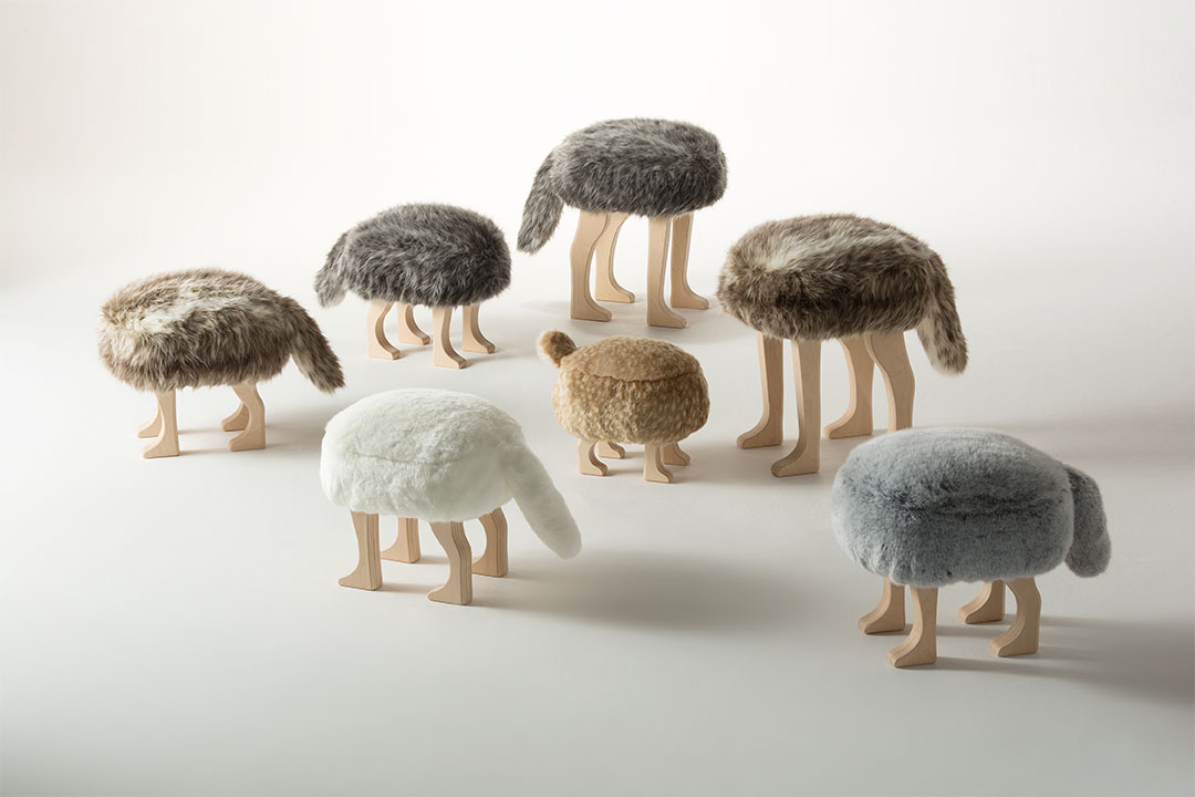 ANIMAL STOOL L ウルフグレーミックス
