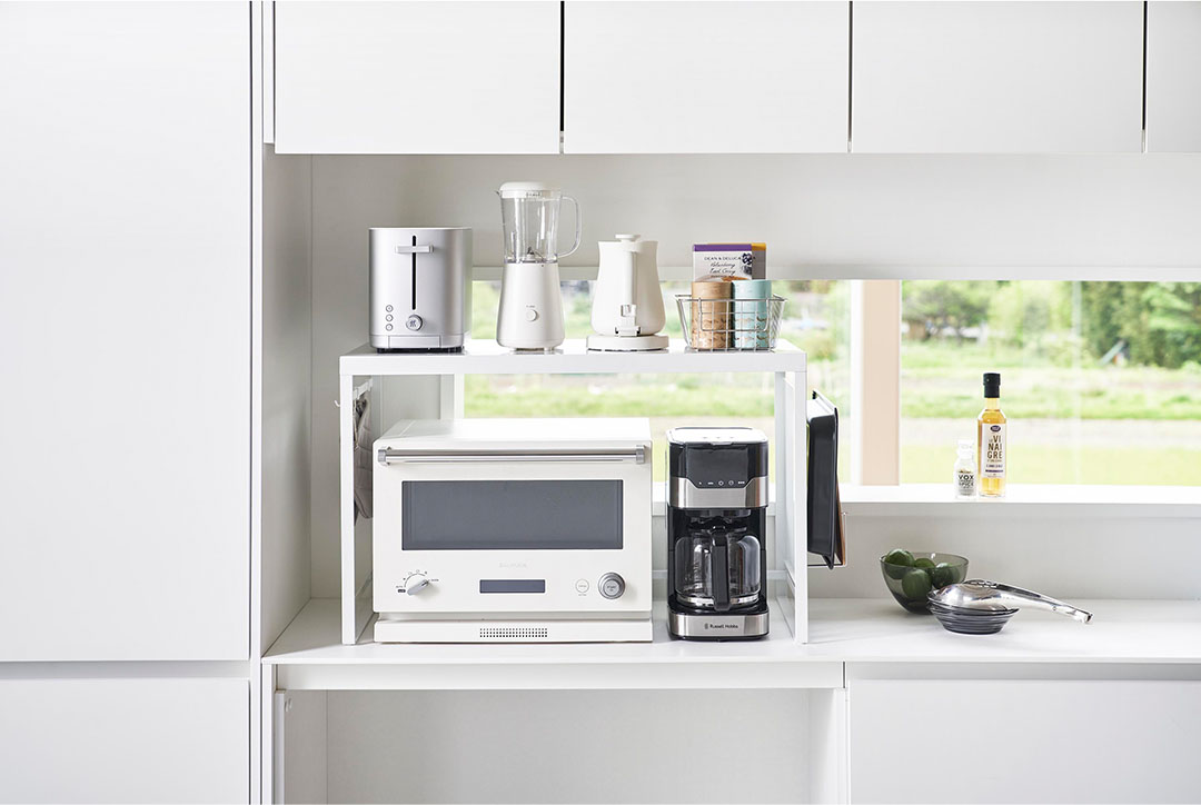 スチールパネル付きレンジラック タワー W75 ホワイト