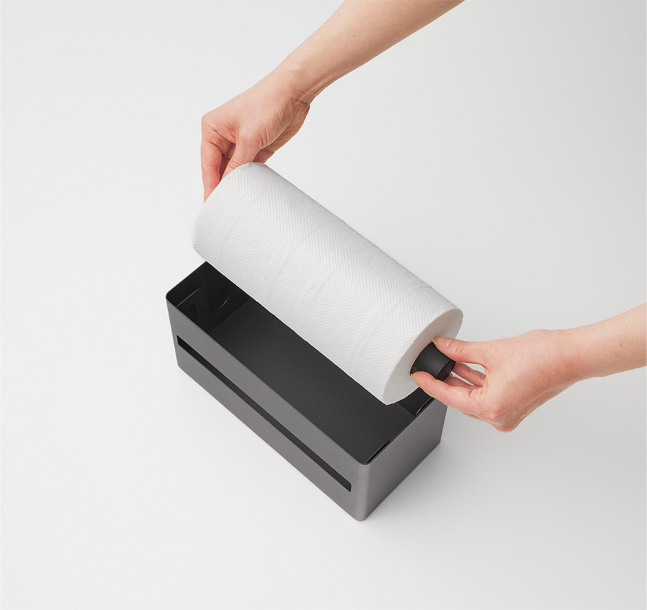 片手でカット隠せるキッチンペーパーホルダー リン S ブラウン