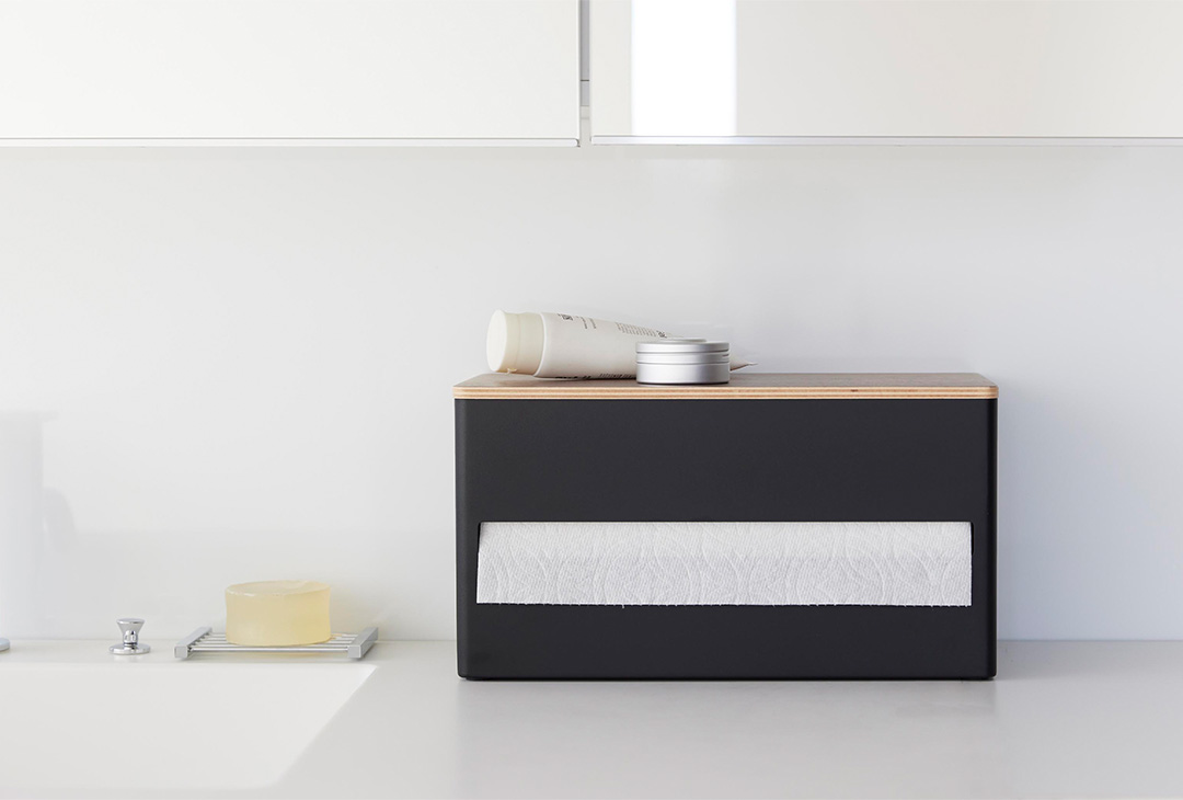 片手でカット隠せるキッチンペーパーホルダー リン L ブラウン