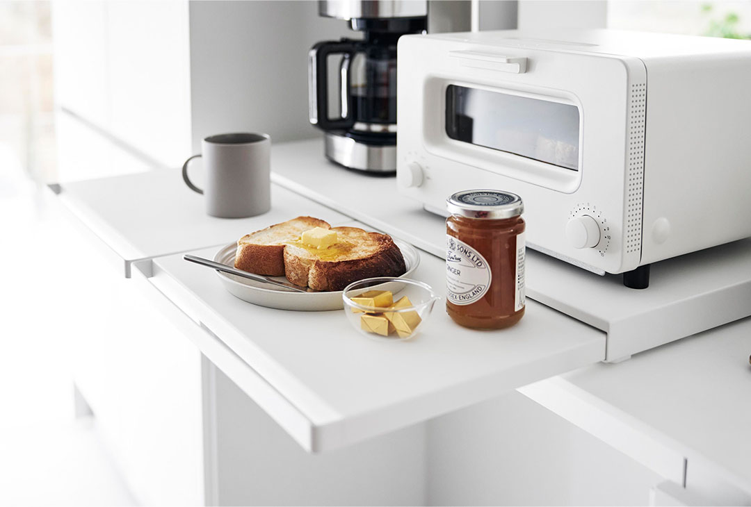 キッチン家電下スライドテーブル タワー W80 ホワイト