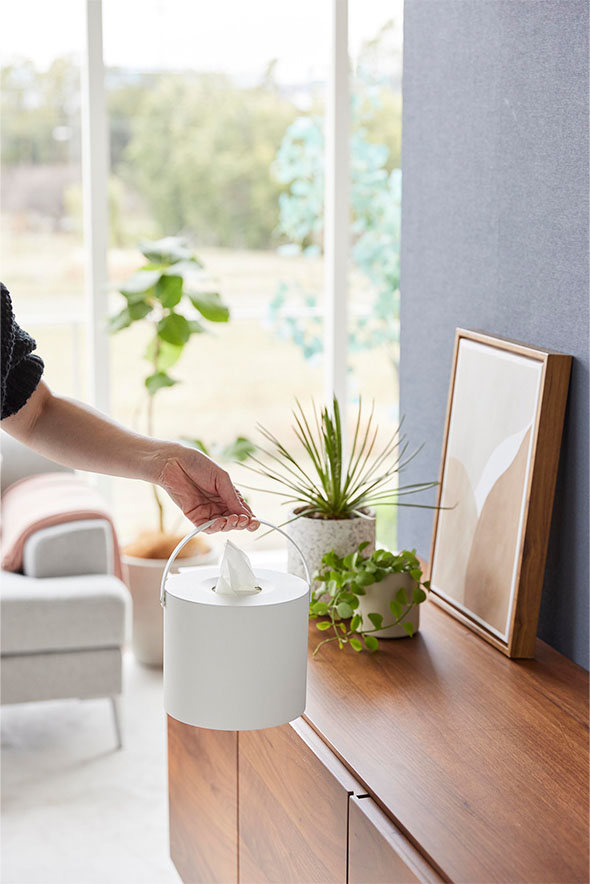 ハンドル付きティッシュケース タワー ブラック