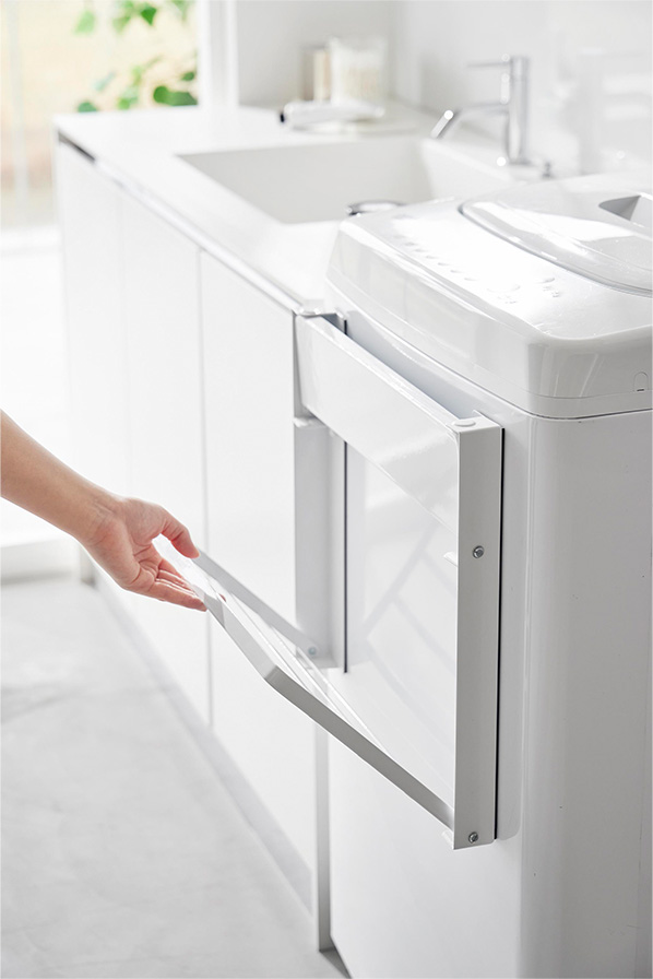 洗濯機横マグネット折り畳み棚 タワー 2段 ホワイト