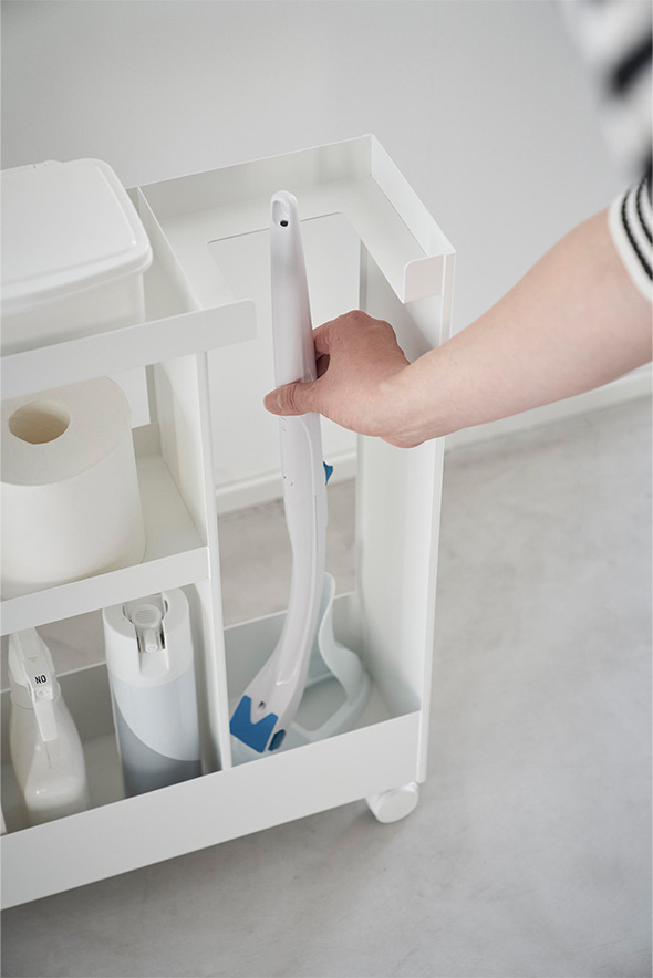 キャスター付きトイレスリムワゴン タワー 3段 ホワイト