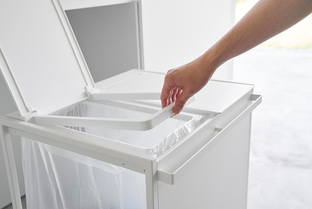 蓋付き目隠し分別ダストワゴン タワー 45L 2分別 ホワイト