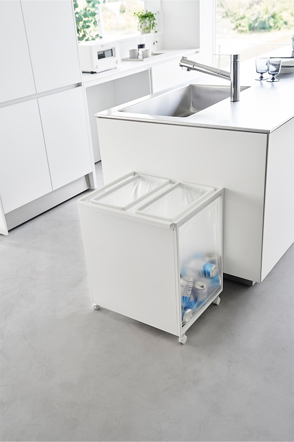 目隠し分別ダストワゴン タワー 45L 2分別 ホワイト