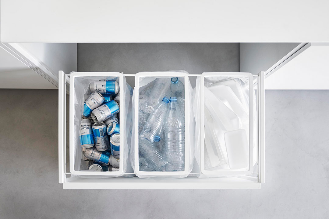 目隠し分別ダストワゴン タワー 45L 3分別 ホワイト