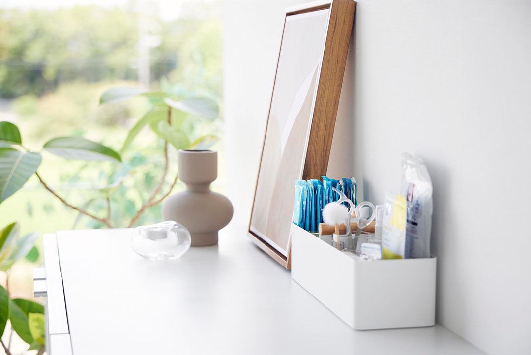 ハンドル付きスリム収納ボックス トスカ ホワイト