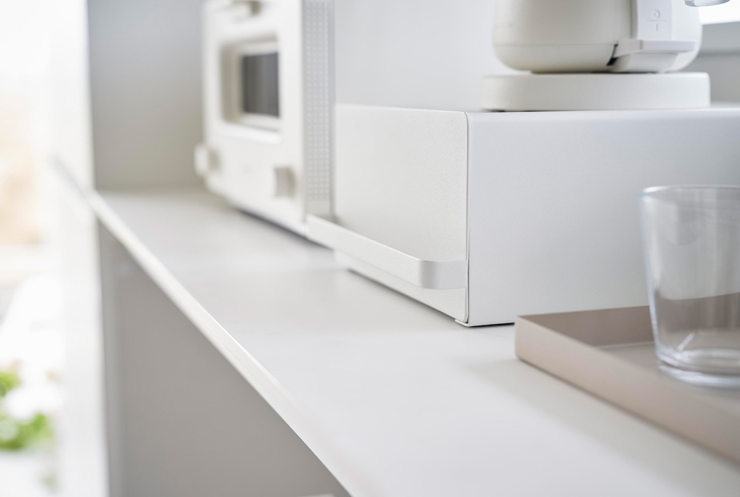 引き出し付きキッチン家電下ラック タワー ホワイト