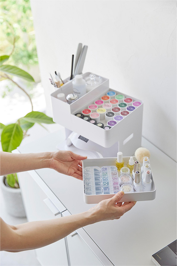 ネイルライト＆ジェルネイル用品収納ケース タワー ホワイト