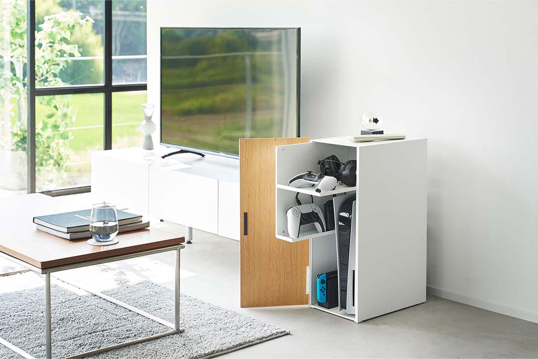 ゲーム機収納ラック タワー ブラック