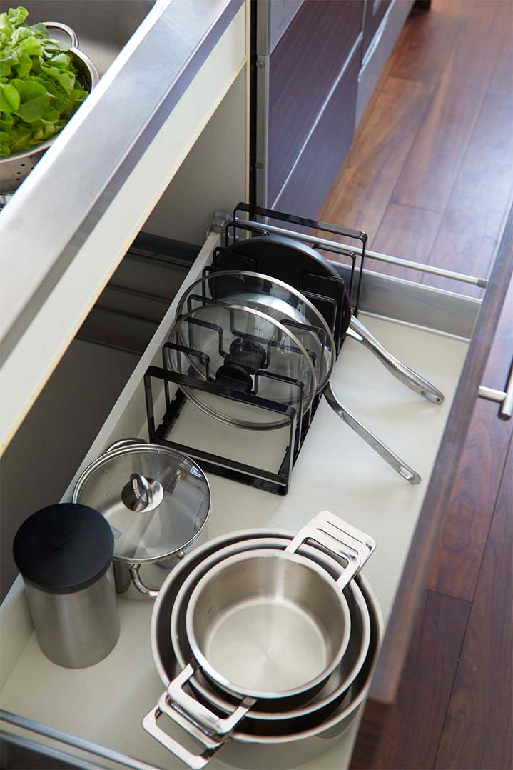 シンク下 フライパン＆鍋蓋スタンド タワー ホワイト