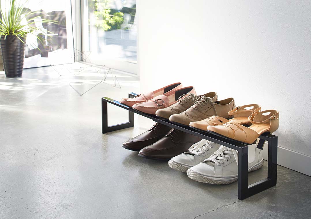 伸縮シューズラック ライン 1段 ホワイト