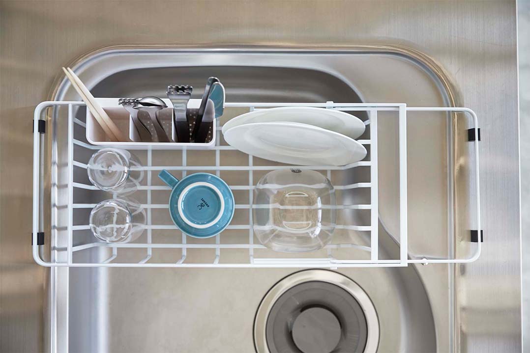 伸縮水切りワイヤーバスケット タワー ホワイト