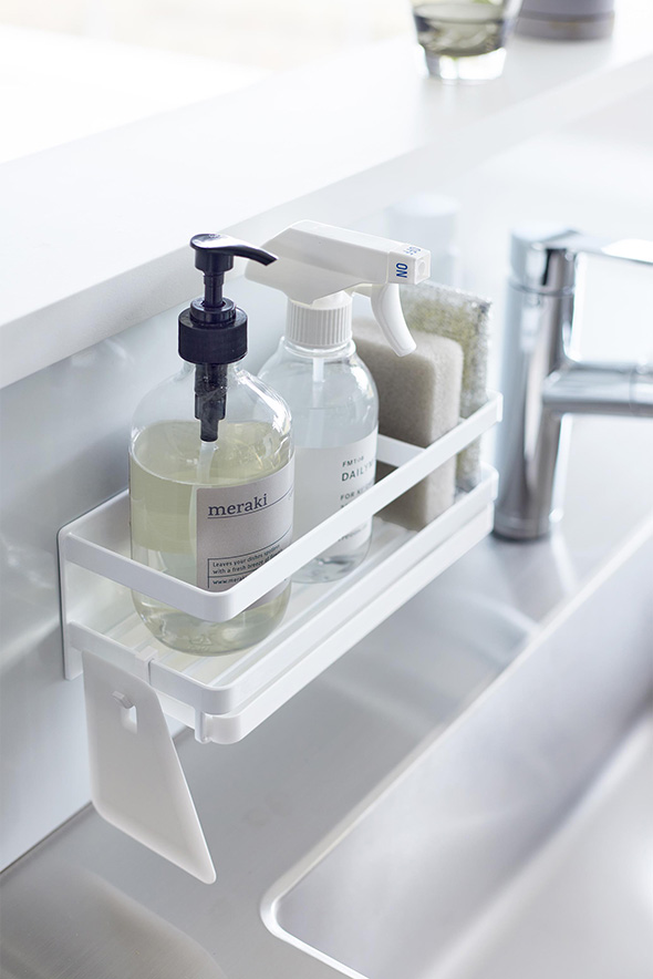 マグネットスポンジ＆ディスペンサーラック タワー トレー付き ホワイト