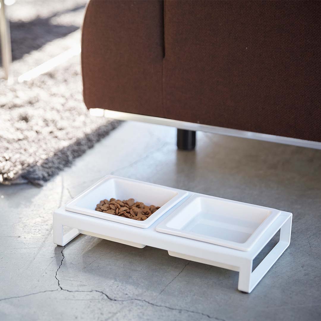 ペットフードボウルスタンドセット タワー ホワイト