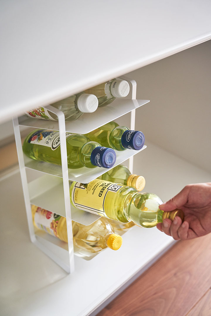 シンク下ボトルストッカー 4段 タワー ホワイト