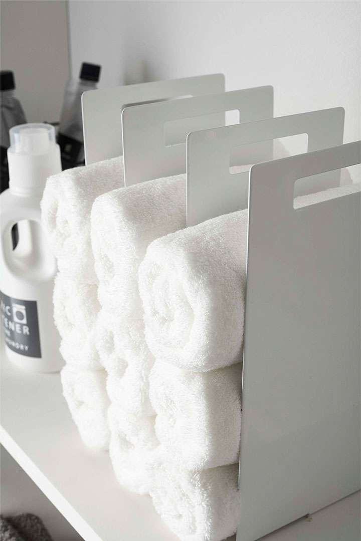 連結タオル収納ラック タワー 2個組 ホワイト