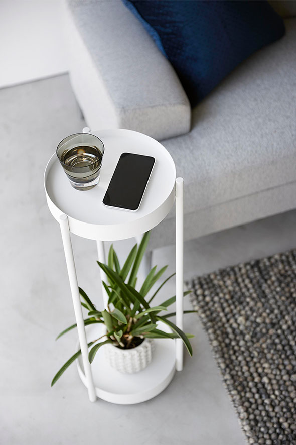 キャスター付きプランタースタンド タワー 2段 ブラック