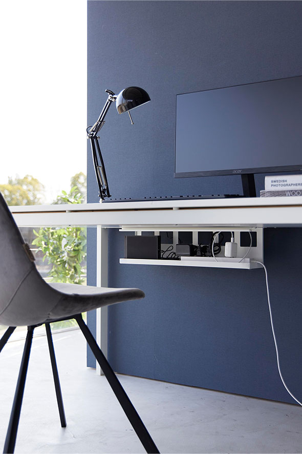 デスク下天板ケーブルラック タワー ロング ホワイト