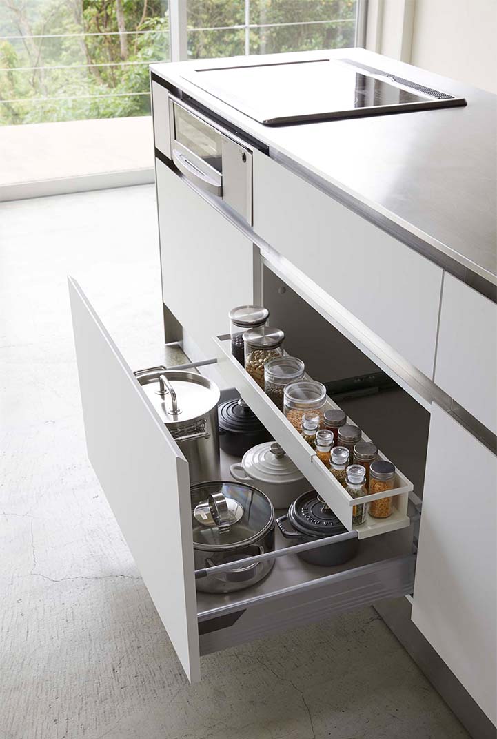 シンク下 伸縮キッチンラック タワー スリム ホワイト