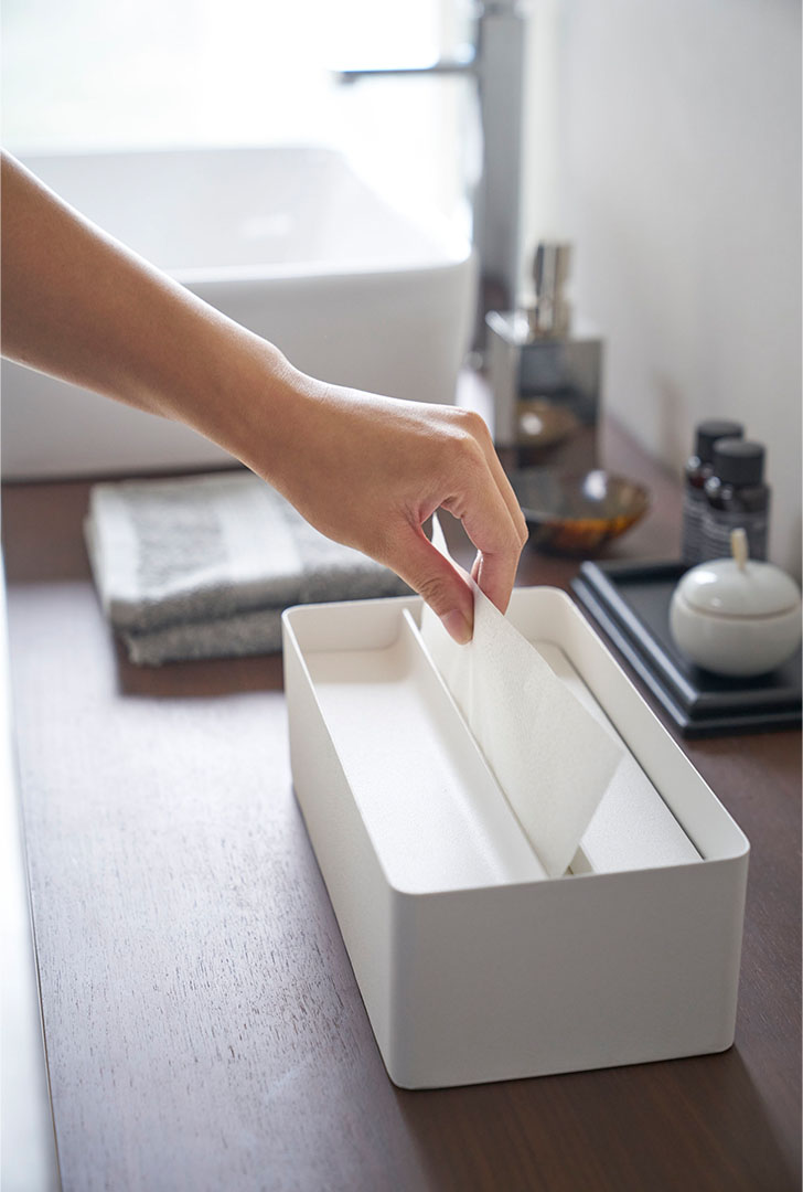 蓋付きペーパータオルケース タワー ホワイト