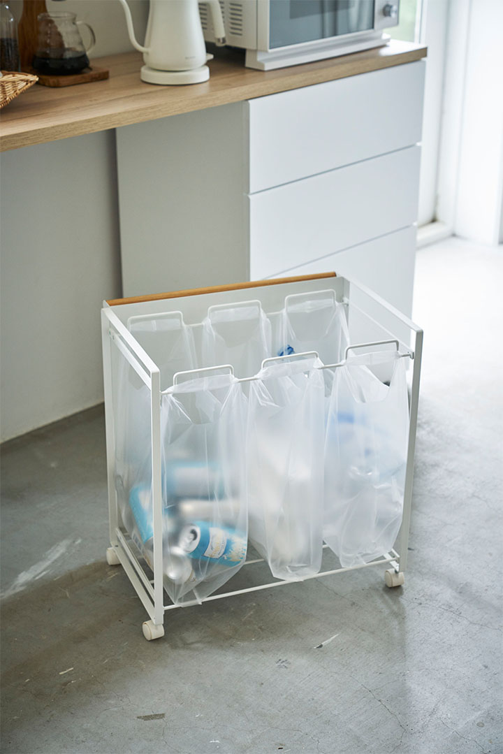 目隠し分別ダストワゴン トスカ 3分別 ホワイト