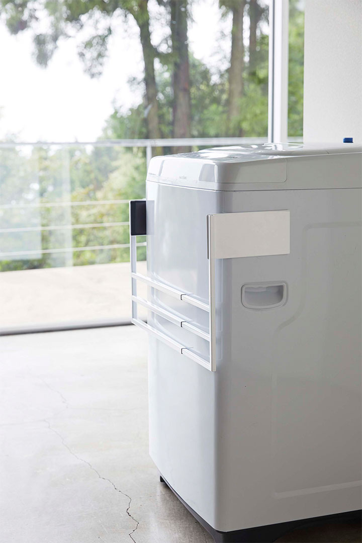 マグネット伸縮洗濯機バスタオルハンガー タワー ホワイト