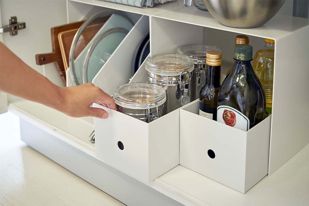 収納ボックス上ラック タワー 2個組 ホワイト