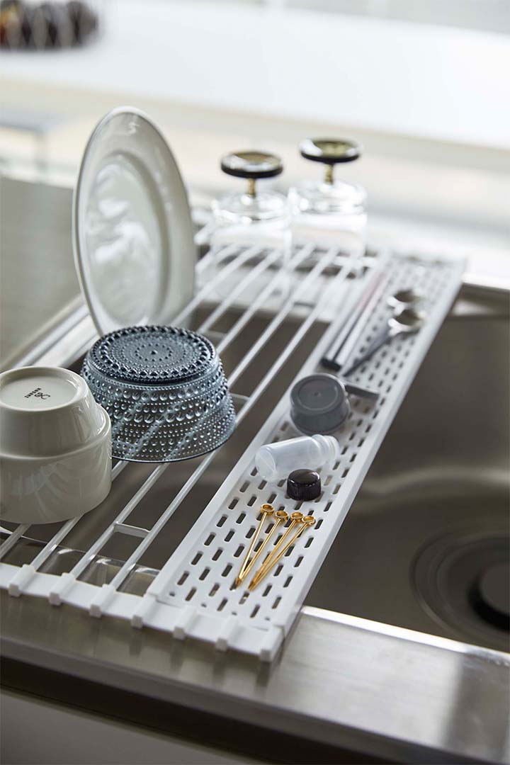 折り畳み水切り タワー  シリコーントレー付き L ブラック