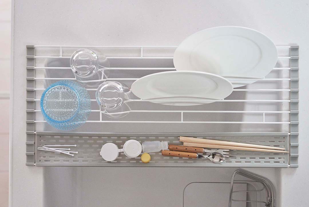 折り畳み水切り プレート シリコーントレー付き S ホワイト